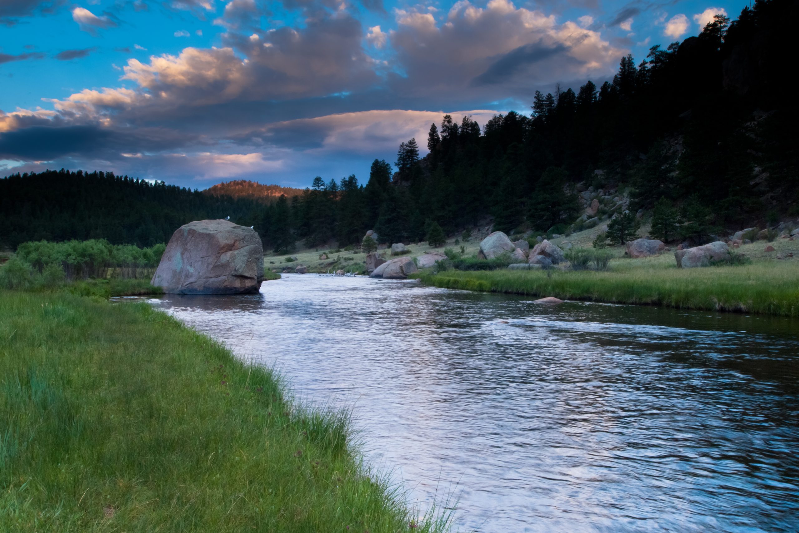 Sunrise at the mountain river, pagosa springs